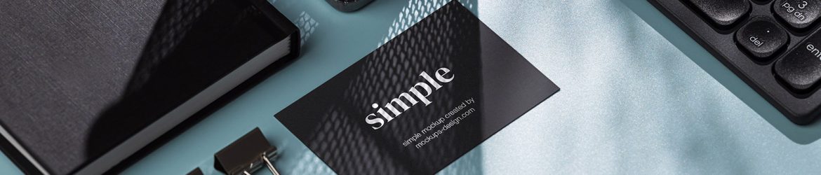 Mockup of business cards in office setting