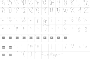 Mapa de caracteres da fonte Mollya Font