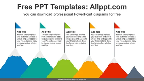 Mountain flag progress PowerPoint Diagram