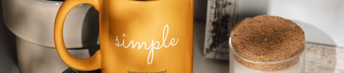 Mug on marble tile mockup
