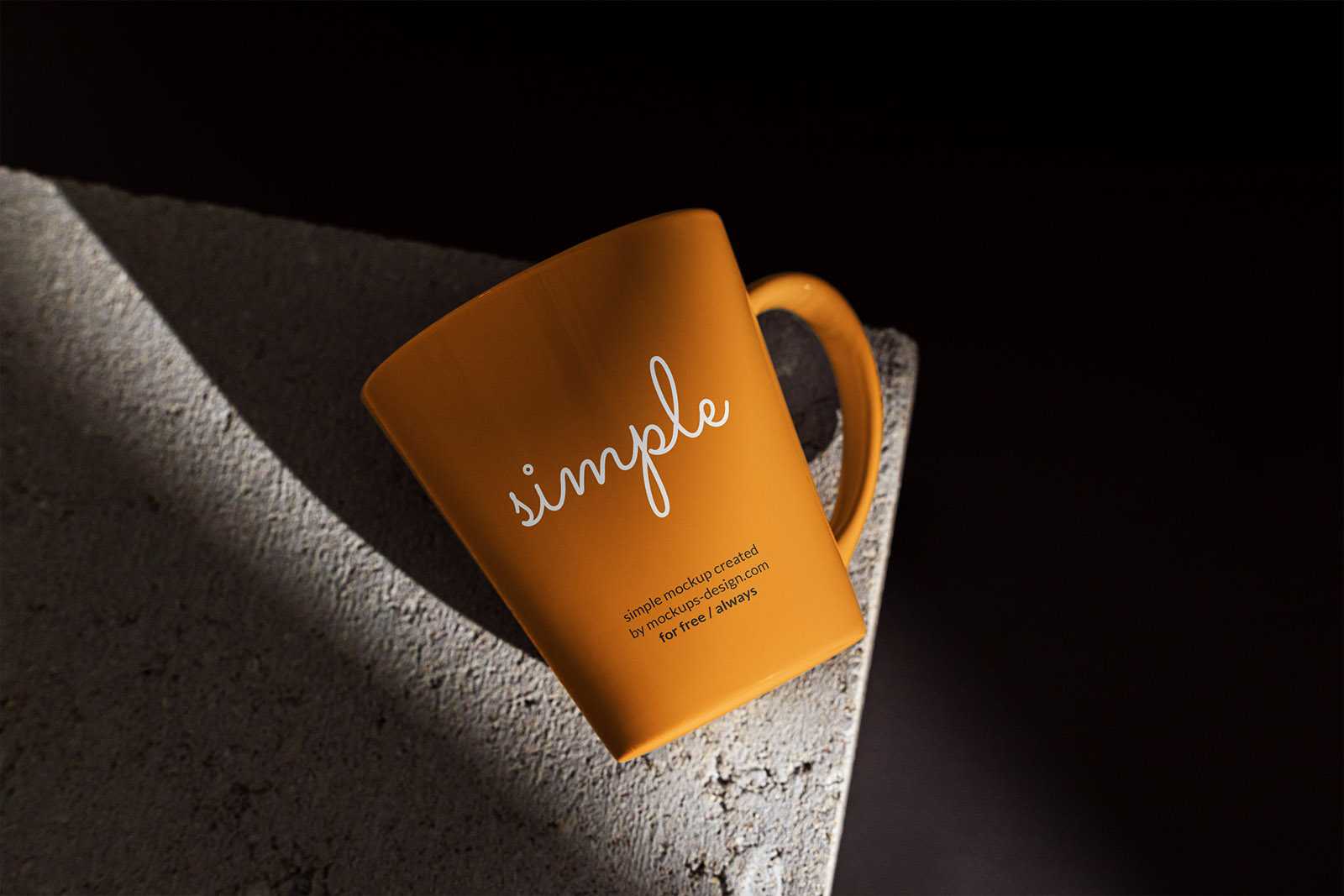 Mug on the concrete tile mockup