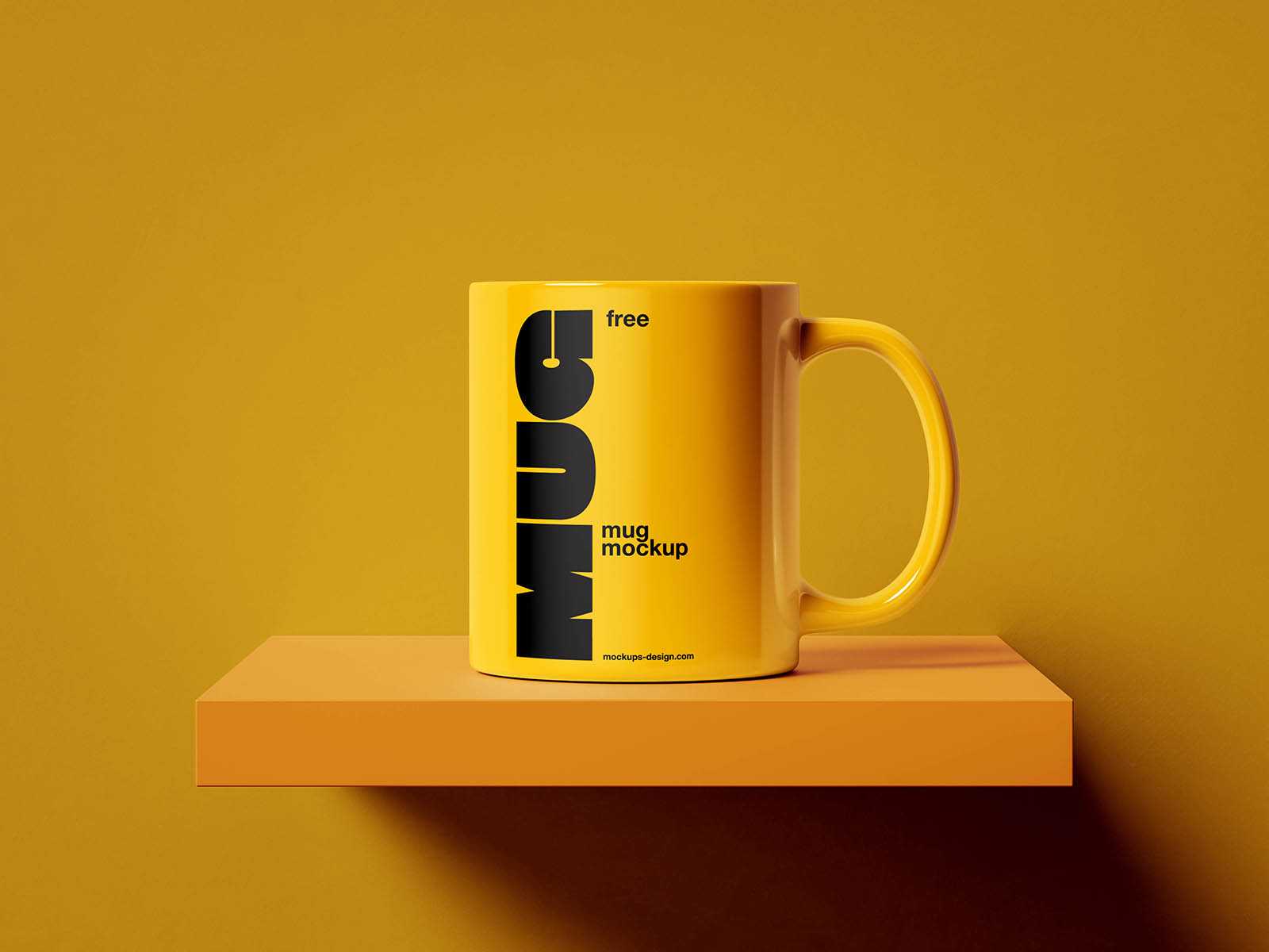 Mug on the shelf mockup