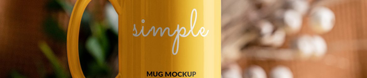Mug with decorative background mockup