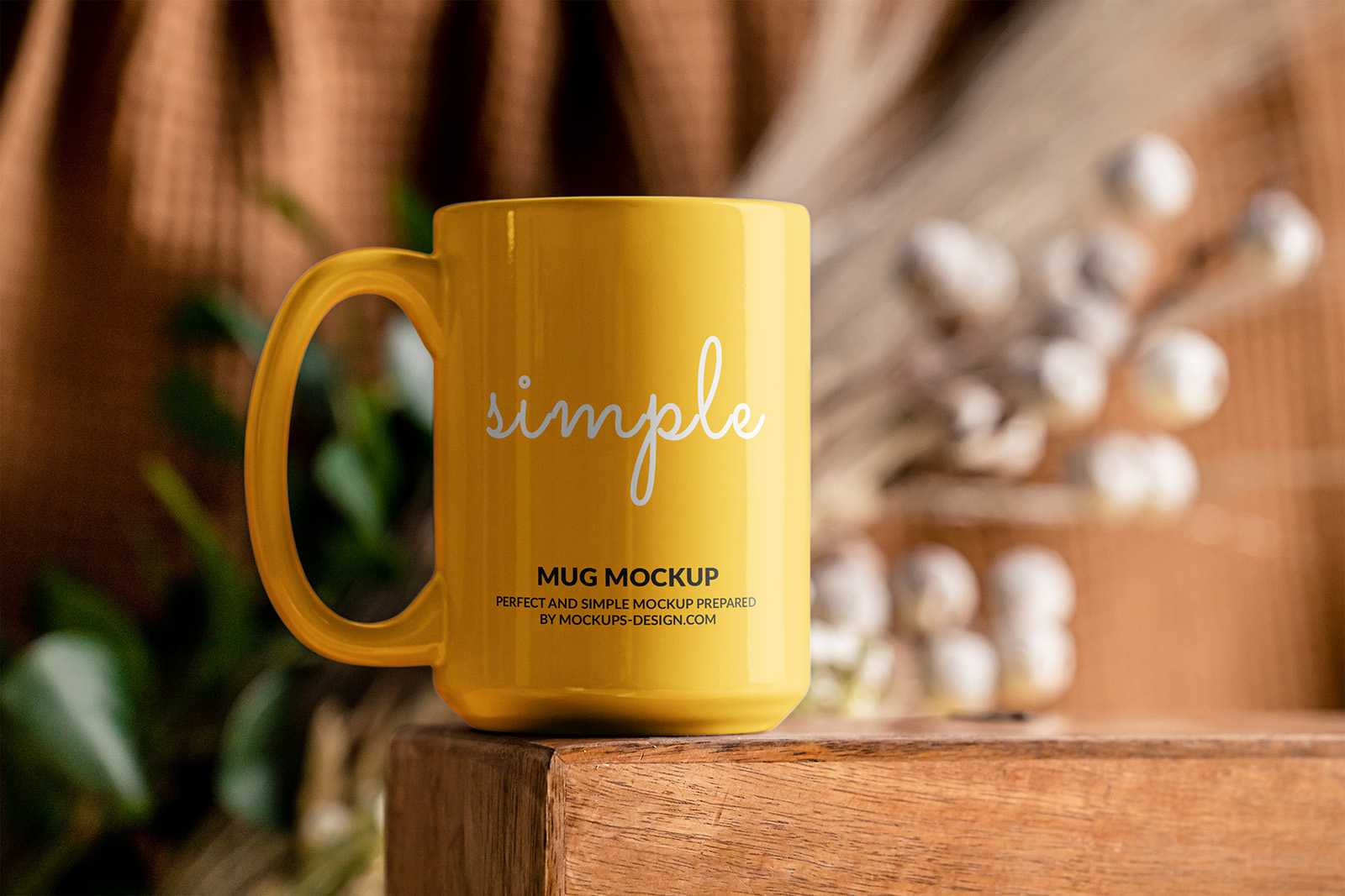 Mug with decorative background mockup