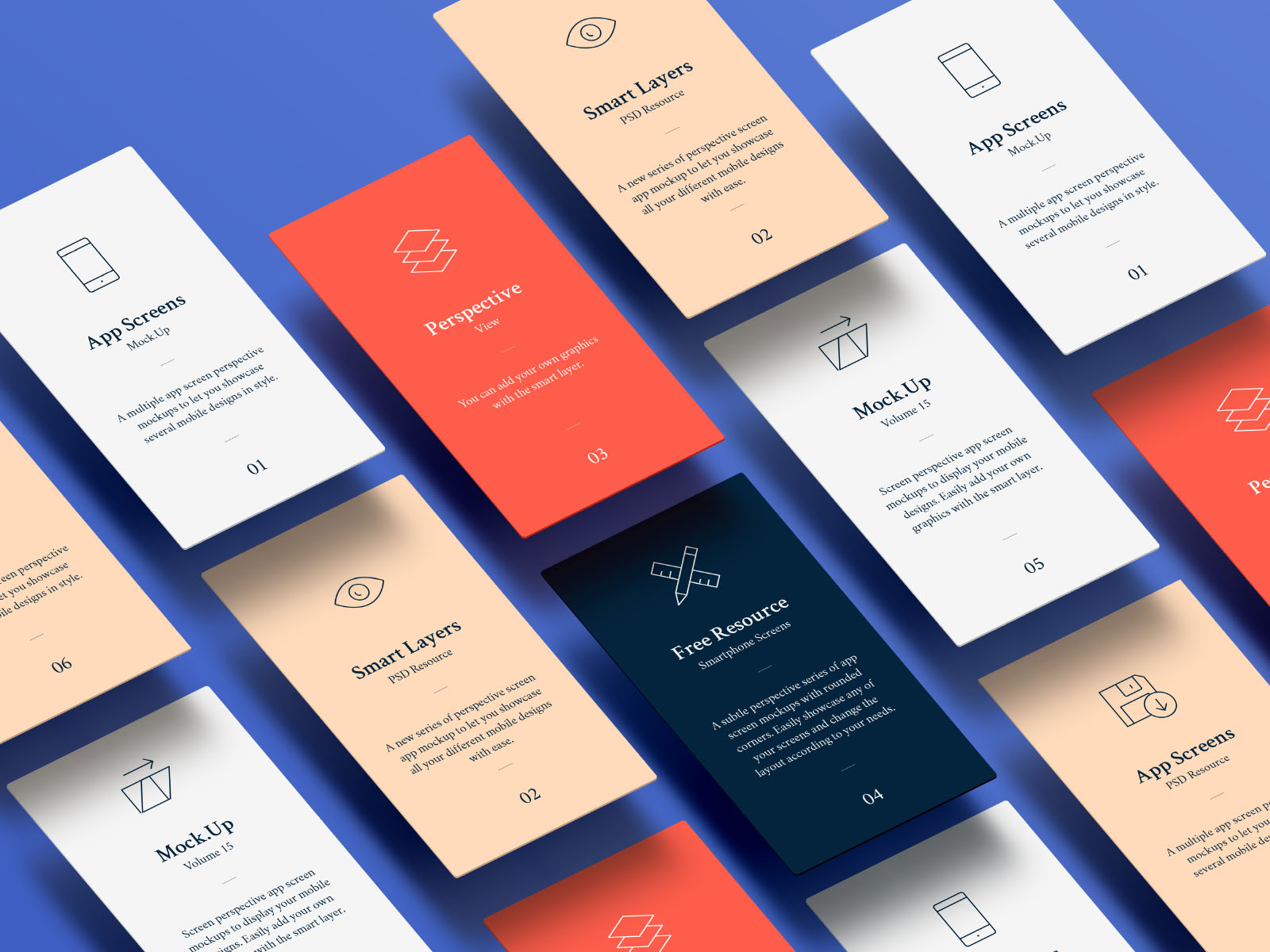 Multi Screen Perspective Floating App Mockups (PSD)