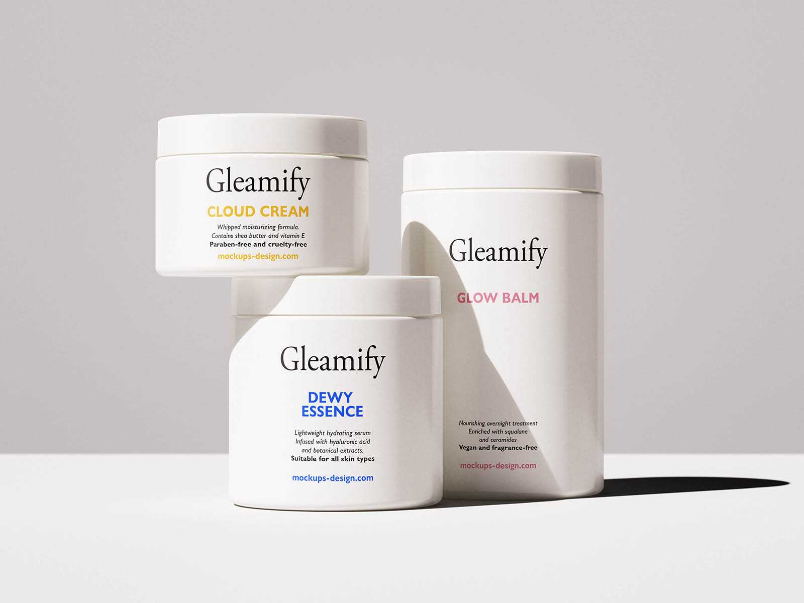 Multiple cosmetic jars mockup