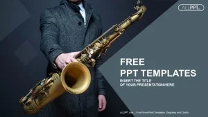 Musician holding saxophone PowerPoint Templates