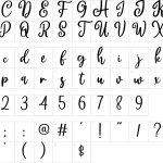 Mapa de caracteres da fonte Nabila Delight Font