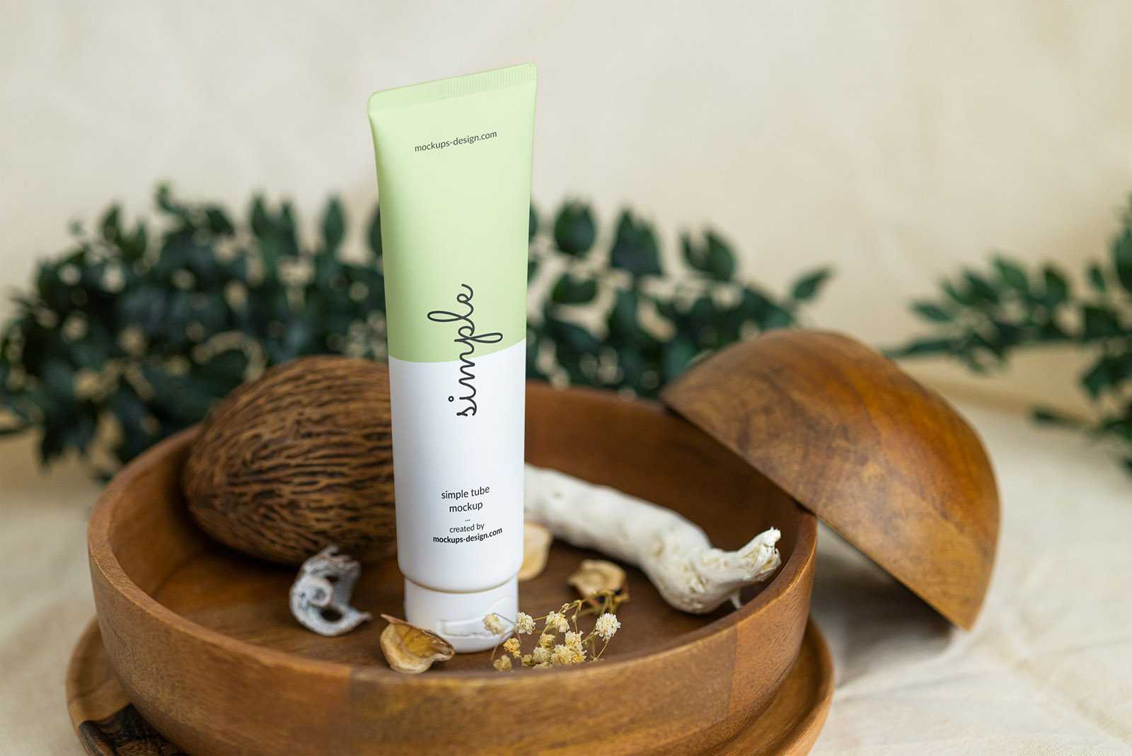 Natural cosmetic tube mockup