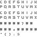 Mapa de caracteres da fonte Neon World Font