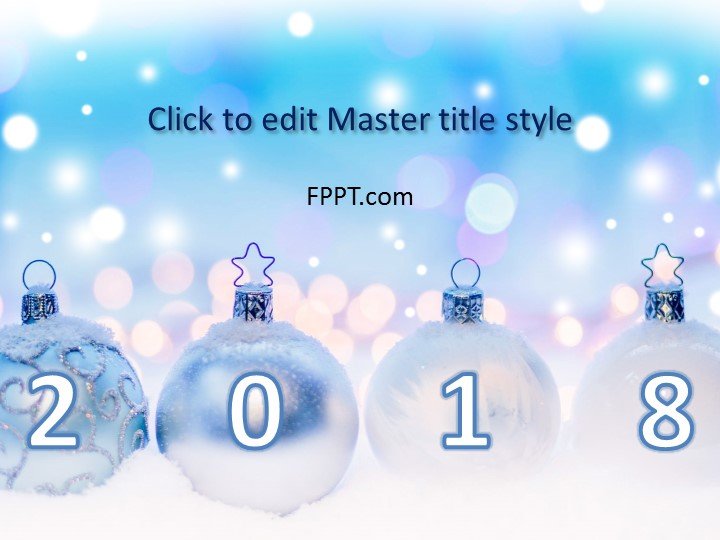 New Year Frozen Balls PowerPoint Template