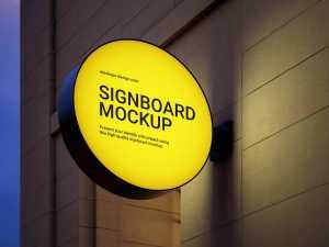 Night signboard mockup - Instant Download