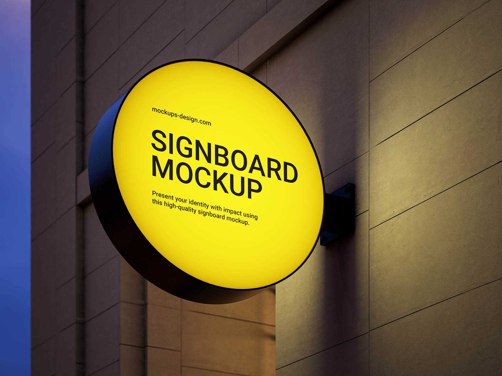 Night signboard mockup - Instant Download