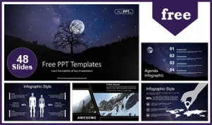 Night Sky Full Moon PowerPoint Templates