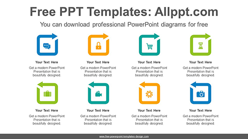 Numbered Square Arrows PowerPoint Diagram