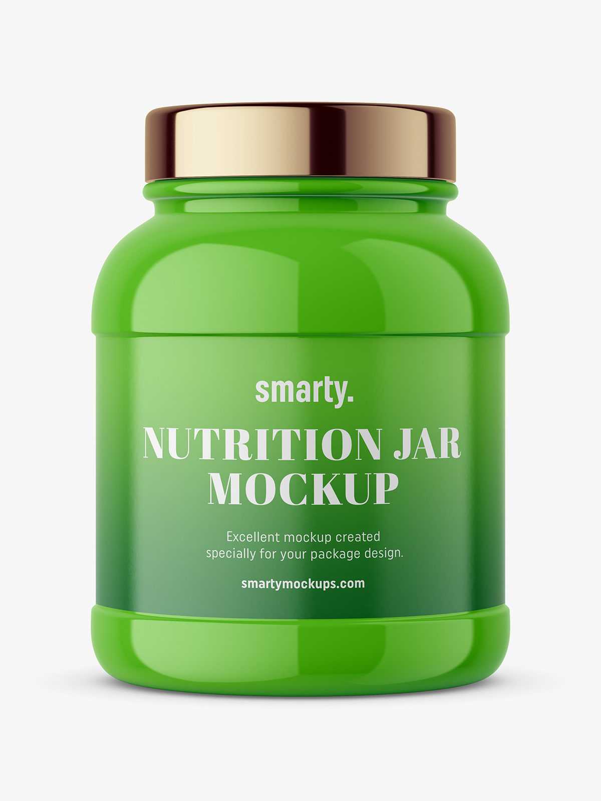 Nutrition jar mockup with silver cap - glossy