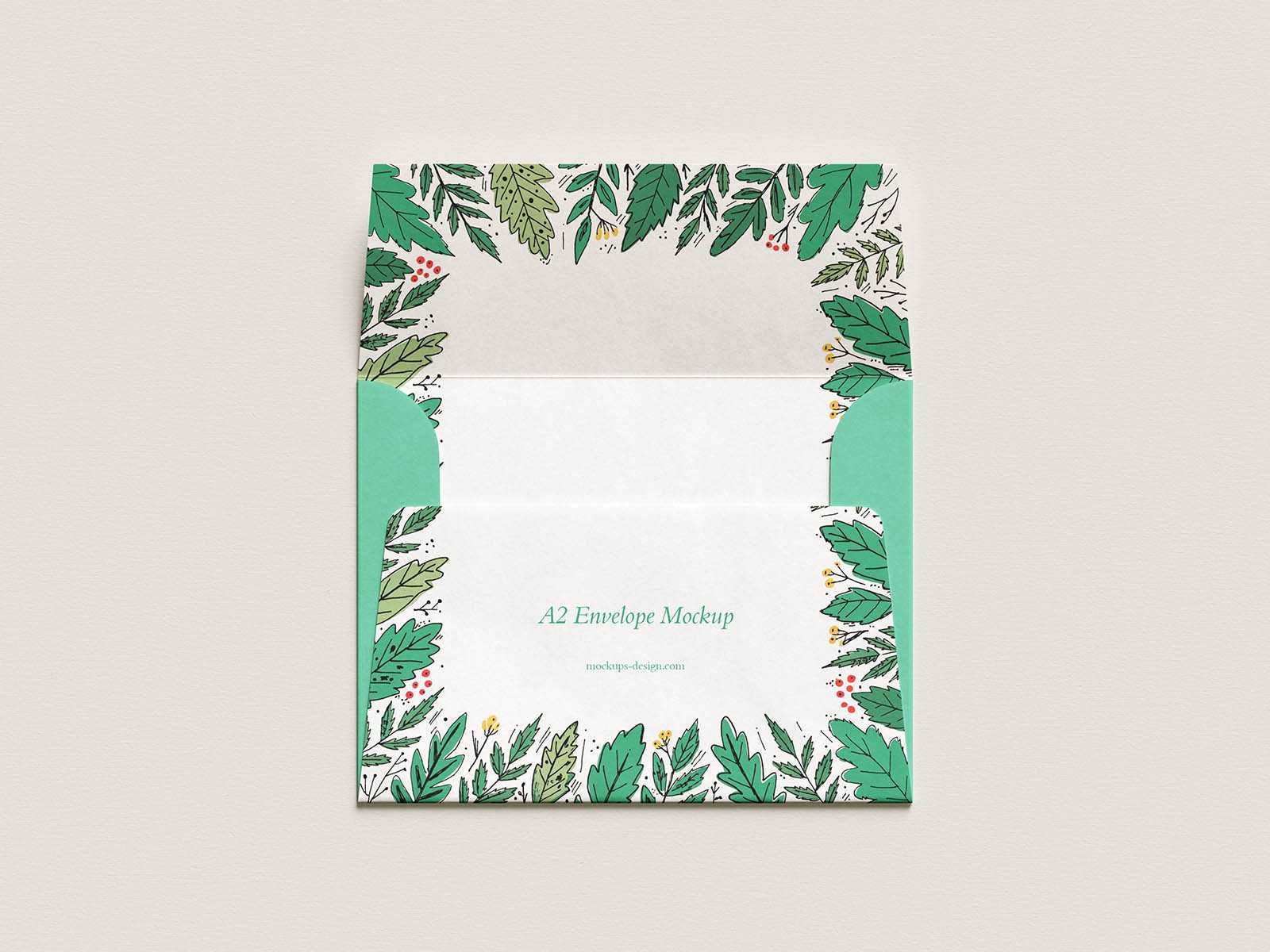 Open-flap A2 envelope mockup
