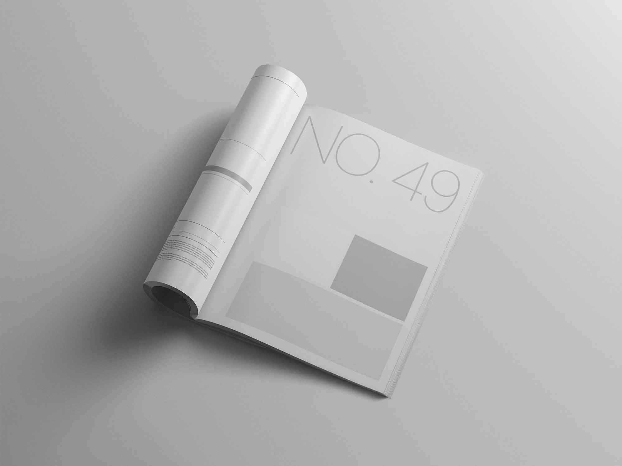 Open Magazine with Rolled Page Mockup