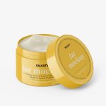 Opened glossy cosmetic jar mockup