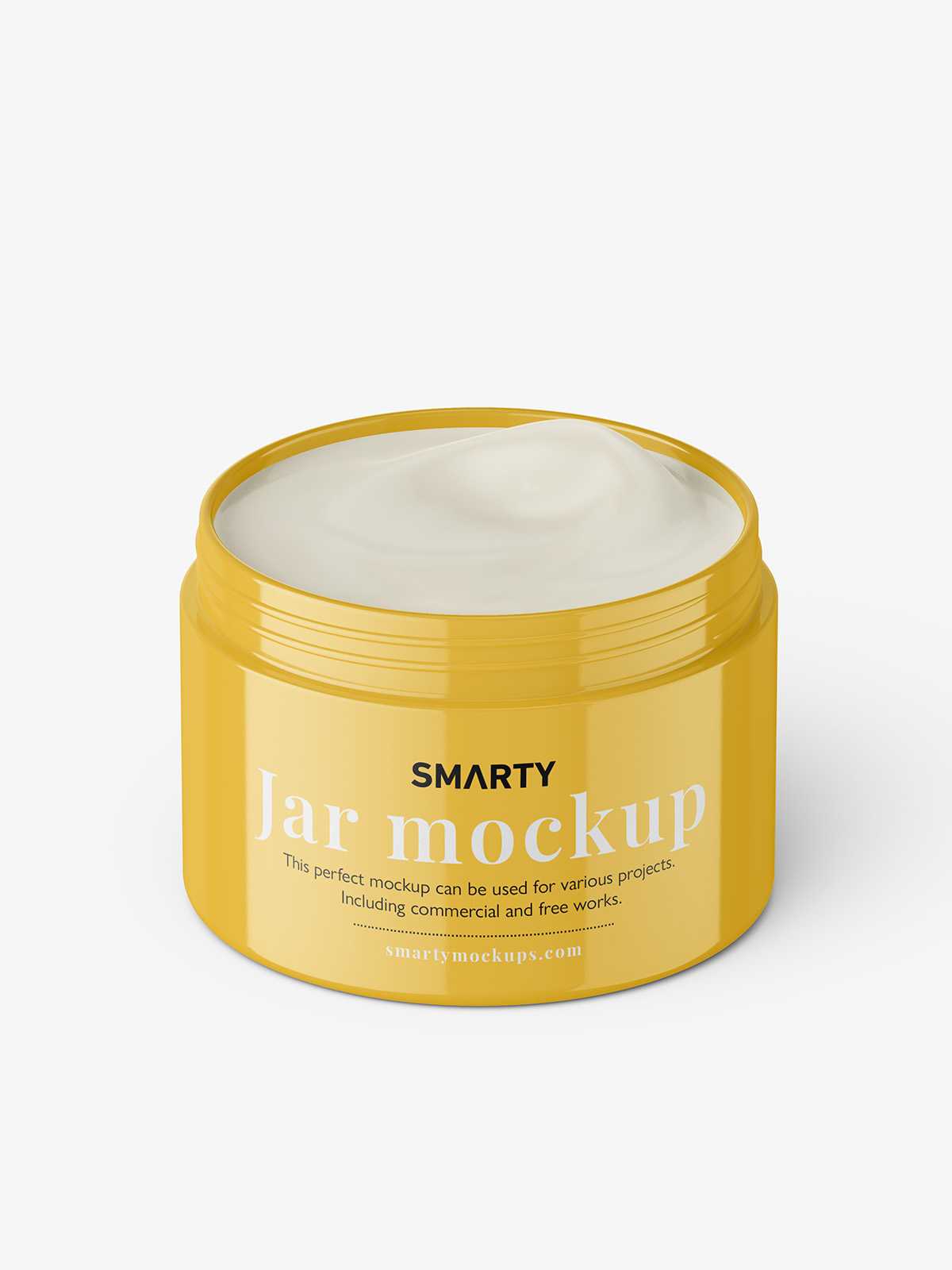 Opened glossy cosmetic jar mockup