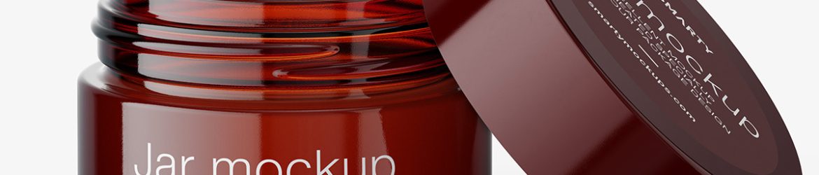 Opened jar mockup / amber
