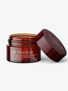 Opened jar mockup / amber