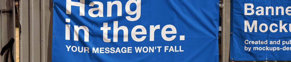 Outdoor fabric fence banner mockup