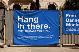Outdoor fabric fence banner mockup