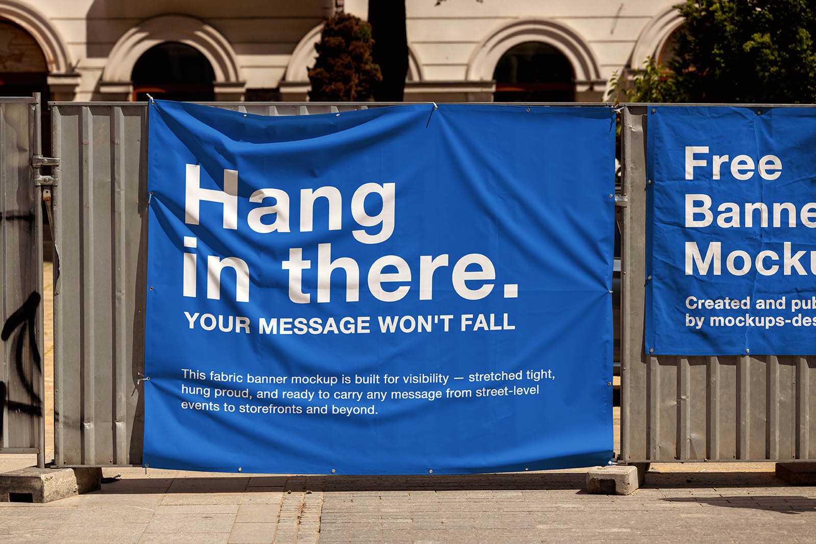Outdoor fabric fence banner mockup