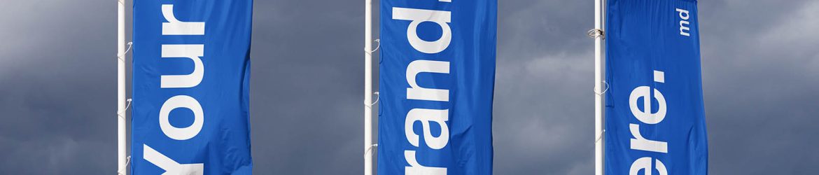 Outdoor triple flag mockup