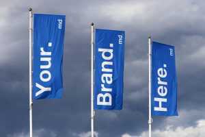 Outdoor triple flag mockup