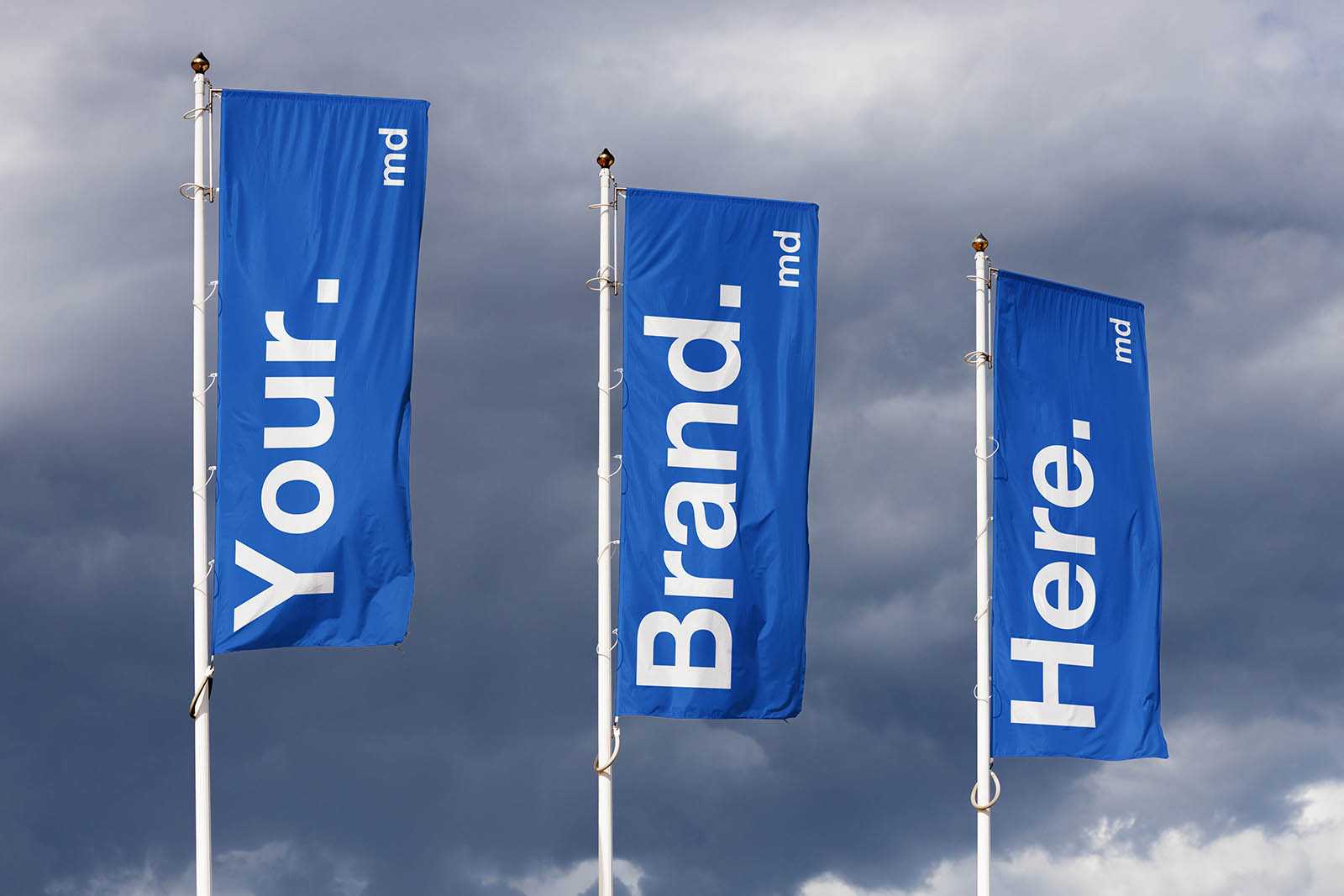 Outdoor triple flag mockup