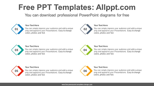 Overlapped diamond list PowerPoint Diagram Template