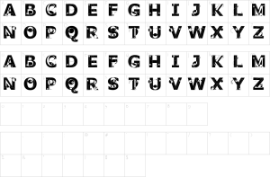 Mapa de caracteres da fonte Pablo Sans Caps Font