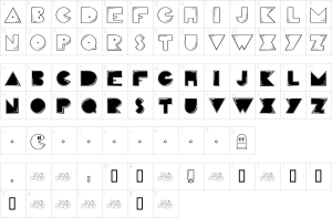 Mapa de caracteres da fonte Pac Font Font