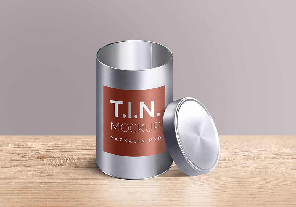 Packaging Tin Container Mockup PSD