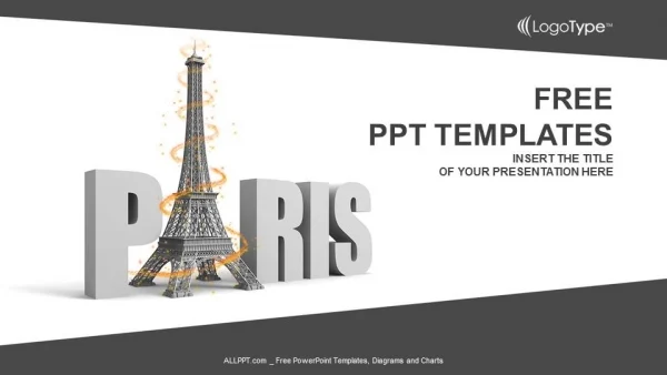 Paris word with eiffel tower PowerPoint Templates
