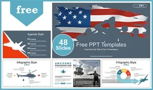 Patriotic Soldier Saluting PowerPoint Templates