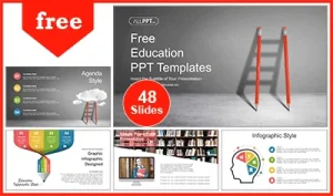 Pencil Ladder Shadow PowerPoint Templates