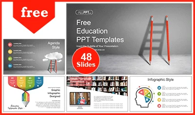 Pencil Ladder Shadow PowerPoint Templates
