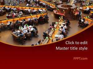 People in Library PowerPoint Template