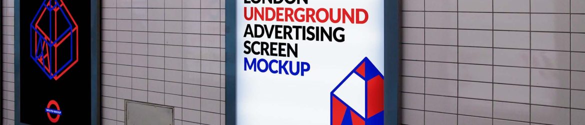 Perspective London Underground Advertising Screen Mockup (PSD)