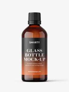 Pharmaceutical 100ml bottle mockup / amber