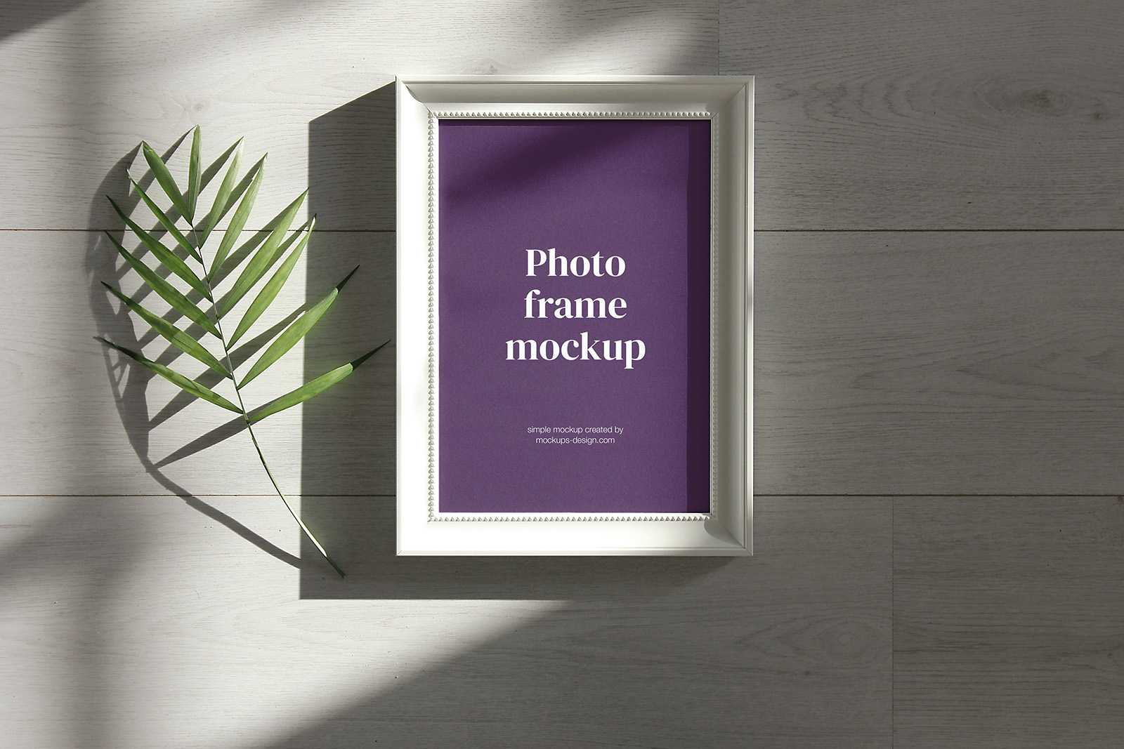 Photo frame on light background mockup