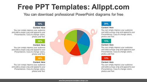 Piggy Bank Pie Chart PowerPoint Diagram