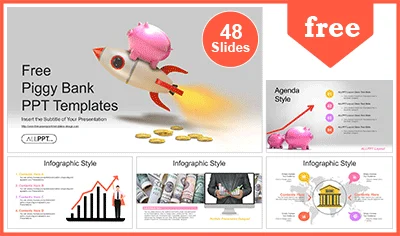 Piggy Bank Rocket PowerPoint Templates