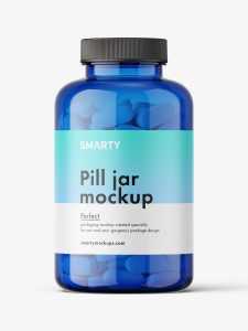 Pills blue jar mockup