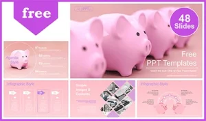 Pink Piggy Bank PowerPoint Templates