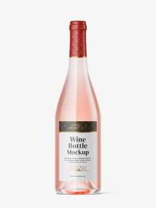 Pink wine bottle mockup