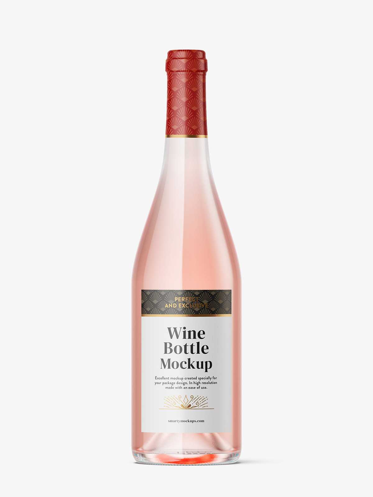 Pink wine bottle mockup
